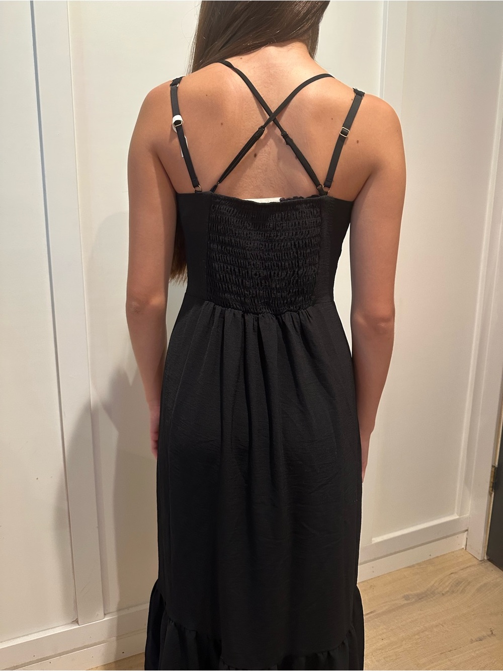 SO Black Spaghetti-Strap Maxi Dress with Button Front - Picture 3 of 4